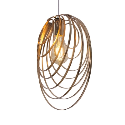Golden Circles Hanging Lamp Vintage Style 1 Light Metallic Pendant Lighting for Living Room