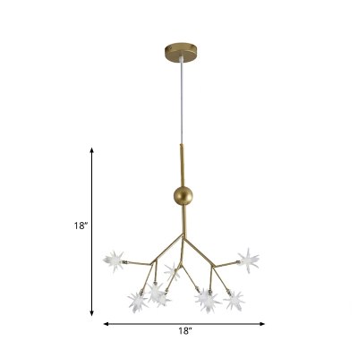 9/27/36/45/54 Lights Star Chandelier with Branch Design Mid Century Modern Metal Hanging Pendant Light in Gold
