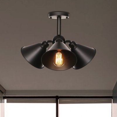 Black Cone Saucer Ceiling Mounted, Ceiling Mount Industrial Style Light Fixtures