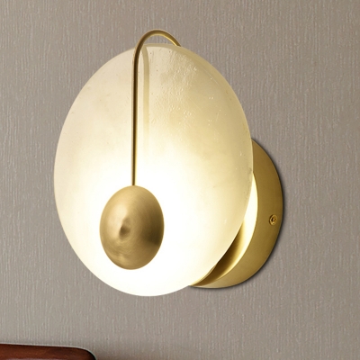 Circle Sconce Light Colonial Opal Glass 1 Head Gold Wall Mounted Lamp for Living Room, 7