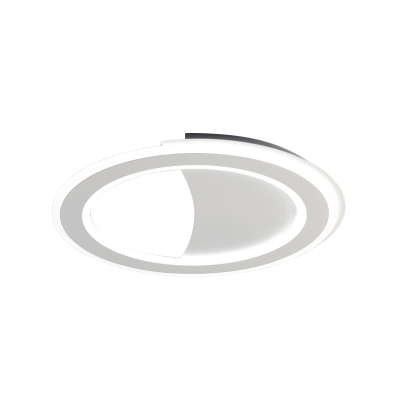 Contemporary LED Flush Light with Metal Frame Black/White Halo Ring Ceiling Lamp in Warm/White Light/Third Gear