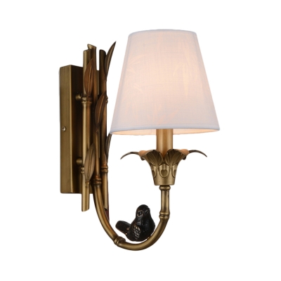 Country Candle Style Sconce Light Fixture 1 Bulb Metal Wall Mount Lighting in Brass for Bedroom