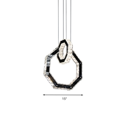 Geometric Pendant Lighting Fixture Simple Style Crystal LED Black Hanging Ceiling Light