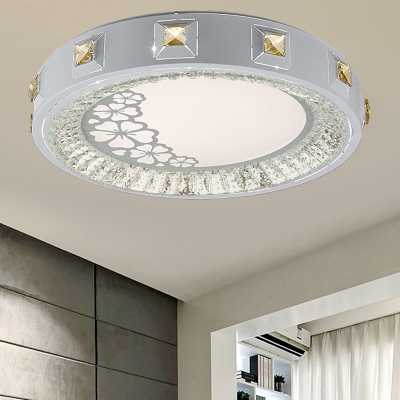 Modern Stylish Carved Flower/Sun/Rhombus Flush Light Clear Crystal LED White Ceiling Light in Remote Control Stepless Dimming/3 Color Light