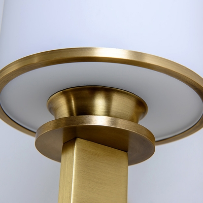 Modernism Cylindrical Wall Mount Light 1/2-Light Frosted White Glass Wall Sconce in Brass for Bedroom