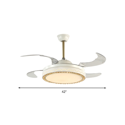 Modernist Circular Ceiling Fan Lamp Metal LED Living Room Semi Mount Lighting in White