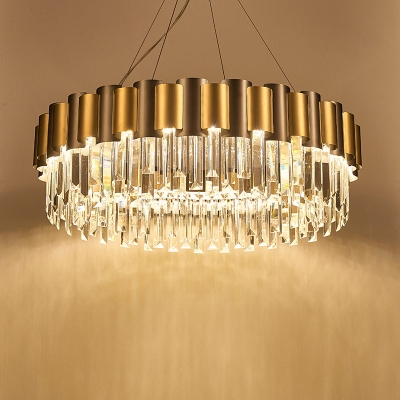Tiered Icicle Pendant Lamp Simplicity Clear Crystal 8/12-Light Golden Hanging Chandelier