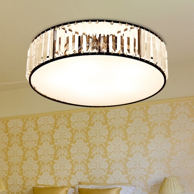 Traditional 3/4/5-Light Flush Lamp Black/Bronze Round Bedroom Flush Mount Ceiling Light with Crystal Shade