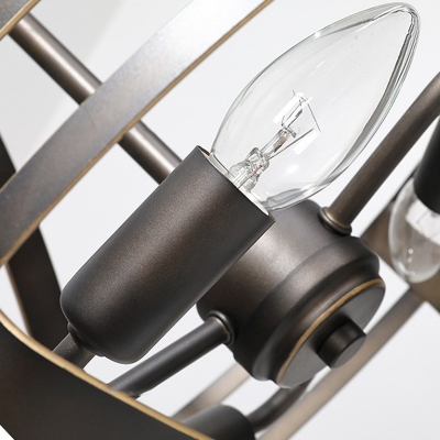 Wire Cage Shade Chandelier Light Fixture Metal Industrial 3 Bulbs Pendant Light in Bronze