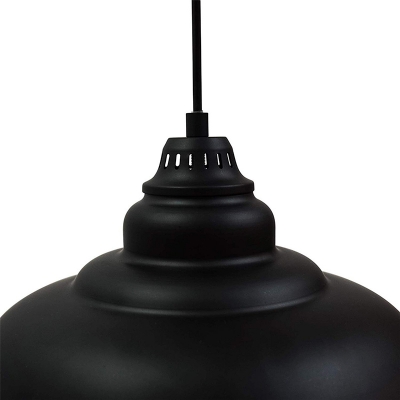 Black Bowl Shade Hanging Light Fixture Industrial Style 1 Head Metallic Ceiling Lamp for Dining Room