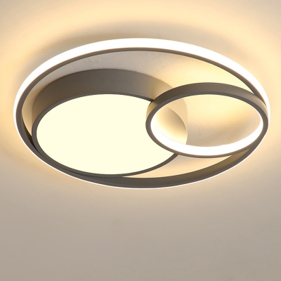 Circle Ceiling Mounted Light Simple Acrylic LED Gray/White/Black and White Flush Mount Light in Warm/White/3 Color Light