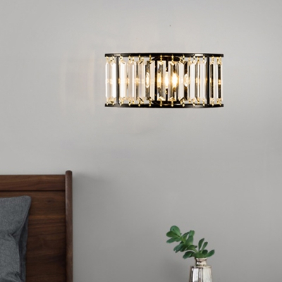 Clear Crystal Half Cylinder Wall Lighting 1 Light Contemporary Wall Mounted Lamp in Black/Gold
