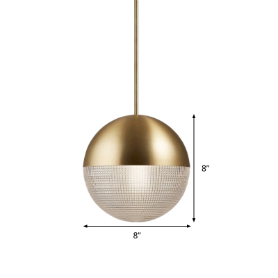 Globe Suspension Light Modernist Clear Prismatic Glass 1 Bulb Gold/Black Hanging Lamp Kit