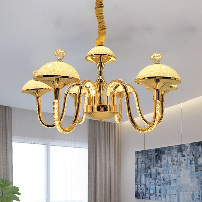 Gold Dome Chandelier Light Modernism LED Crystal Pendant Lighting for Living Room