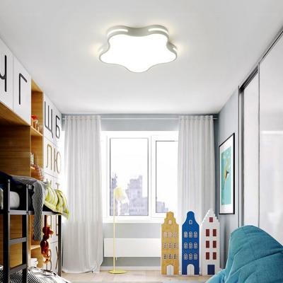 LED Bedroom Flush Mount Light Minimalist White Star Shape Acrylic Ceiling Lamp Kit