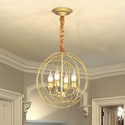 Metal Black/Gold Suspension Lighting Globe 4/6 Lights Classical Ceiling Chandelier for Living Room