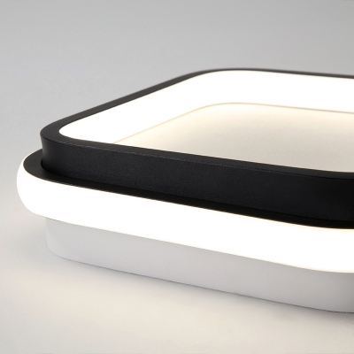Square/Round Flush Mount Ceiling Light Simple Style Metal LED Black Flush Lamp in White/Warm/3 Color Light