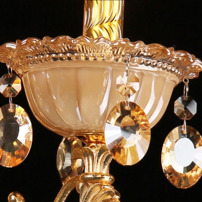 1 Head Sconce Light Traditional Candle Metal Wall Mount Light in Brass with Faceted Crystal Drop