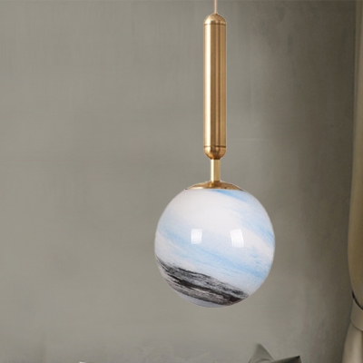Ball White Glass Hanging Lamp Kit Modern 1 Head Brass/Black/Gold Pendant Ceiling Light for Bedroom