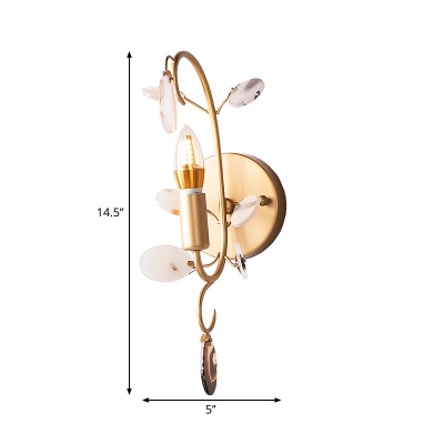 Bare Bulb Wall Sconce Lighting with Curved Arm Modern Metal 1 Light Sconce Light Fixture in Brass