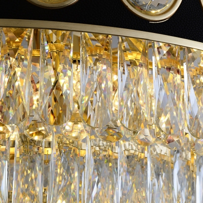 Black-Gold 3 Tiers Hanging Ceiling Light Modern 9/11 Heads Faceted Crystal Chandelier Lamp, 19.5