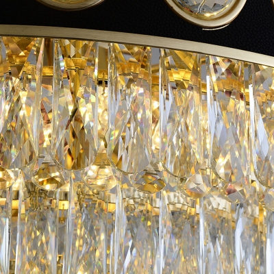 Black-Gold Oval Hanging Light Fixture Postmodern 10 Heads Crystal Block Island Light