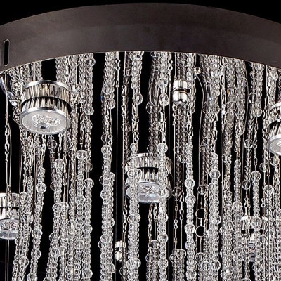 Cascading Flushmount Modernism Crystal 5 Heads Stainless-Steel Ceiling Mount Light Fixture