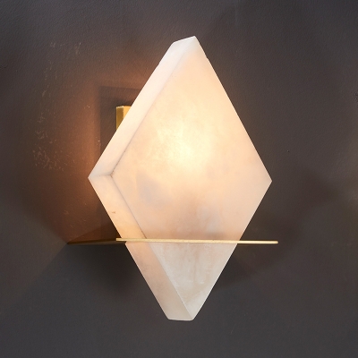 Gold 1-Light Flush Mount Colonial Marble Rhombus Wall Mounted Lamp for Dining Room