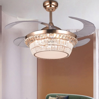 Modern Led Ceiling Fan Light Gold, Gold Ceiling Fan With Crystals
