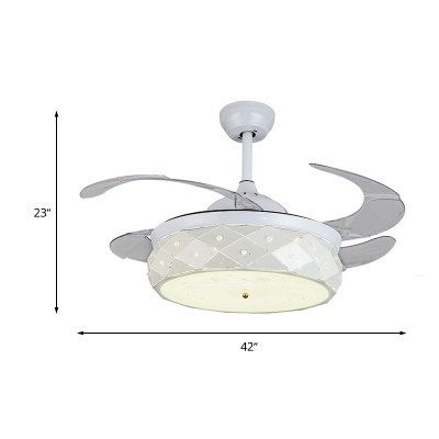 Modern Stylish Hollowed LED Ceiling Fan Steel White Remote Control/Wall Control/Frequency Convertible Semi Flushmount for Bedroom