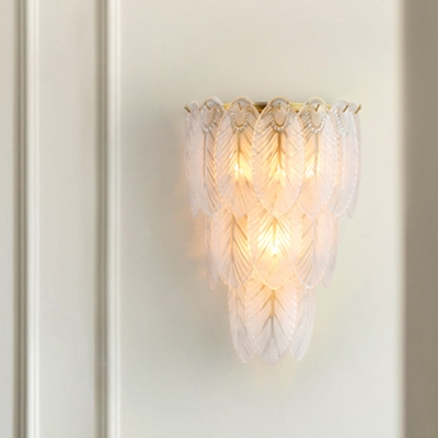 Shell Shaped Hallway Wall Sconce Light White Ribbed Glass 2/3 Lights Wall Mounted Light