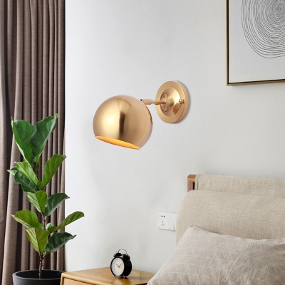 Single Light Gold Finish Wall Mount Lamp Minimalist Dome Iron Sconce Light Fixture