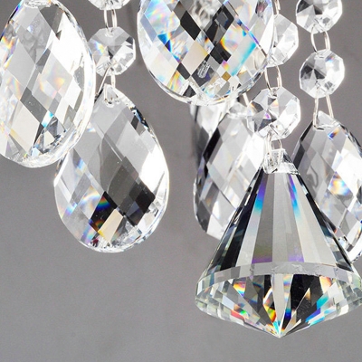 Sphere Milk White Glass Semi Flush Lamp Modern 6-Light Chome Ceiling Light Fixture with Crystal Drops
