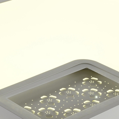 Square Ceiling Lamp Minimalist Acrylic White LED Flush Mounted Light with Crystal Beaded Decoration