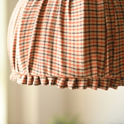 1 Light Fabric Hanging Pendant Classic Pink/Orange Dome Shaped Ceiling Suspension Lamp