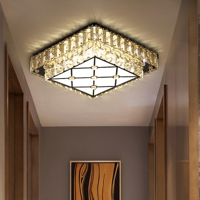 LED Hallway Flush Mount Light Modernist Square Clear Crystal Ceiling Light Fixture