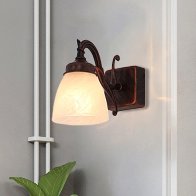 Opal Glass Dome Vanity Lighting Traditional 1/2/3 Lights Bathroom Sconce Light Fixture in Copper