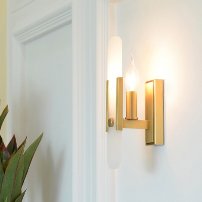 Single Head Bare Bulb Wall Lamp Colonial Brass Metal Wall Sconce Lighting for Hallway