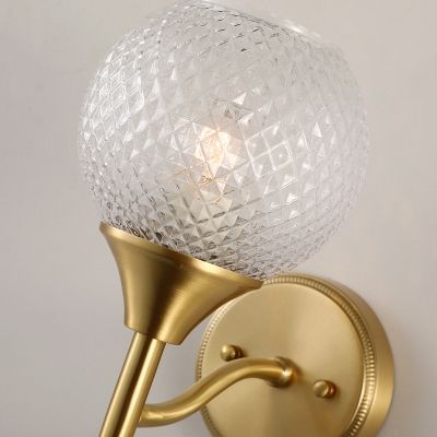 Spherical Sconce Light Minimal Prismatic Glass Single Light Brass Finish Wall Mount Lamp