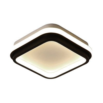 Square/Round Flush Mount Ceiling Light Simple Style Metal LED Black Flush Lamp in White/Warm/3 Color Light