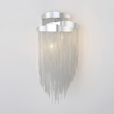 Tassel Metal Wall Mounted Light Postmodern 3 Lights Silver Wall Light Sconce for Bedroom