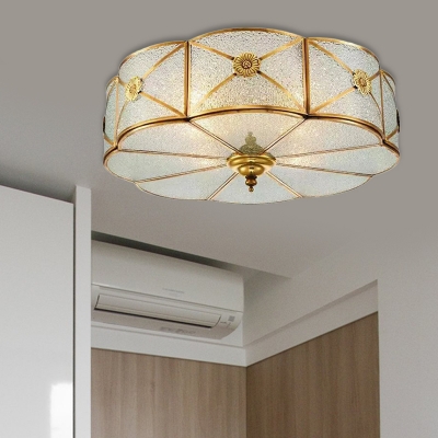3/4/6 Bulbs Clover Ceiling Mount Colonial Brass Bubble Glass Flush Light Fixture for Bedroom