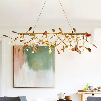 

Branch Colorful Crystal Island Lighting Nordic 16/24 Heads Gold Hanging Light Fixture, HL572672