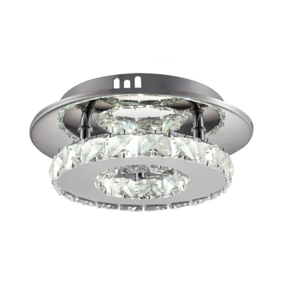 Circular Semi Flush Light Luxury Clear/Amber Crystal LED Indoor Ceiling Light Fixture in Neutral/Warm/White/3 Color