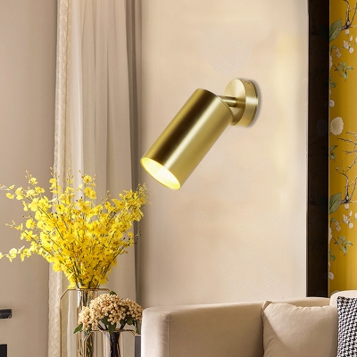Cylindrical Wall Mount Light Contemporary Metallic 1 Head Surface Wall Sconce in Gold