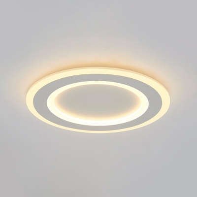 Halo Ring Flush Mount Lamp Simplicity Frosted Acrylic White LED Ceiling Light Fixture in Warm/White Light