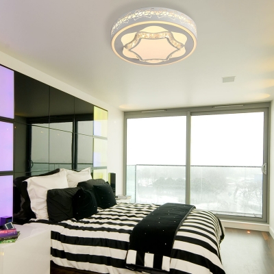 LED Drum Flush Mount Lamp Modern White Acrylic Ceiling Mounted Fixture for Living Room