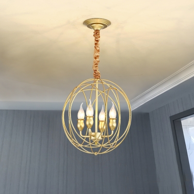 Metal Black/Gold Suspension Lighting Globe 4/6 Lights Classical Ceiling Chandelier for Living Room