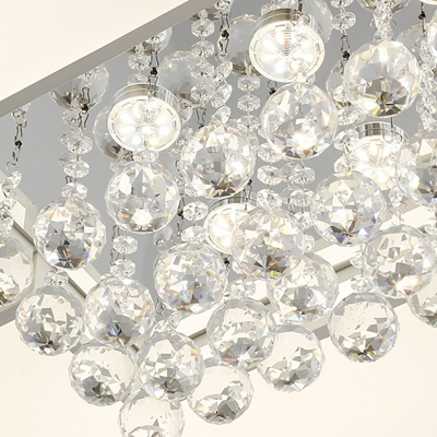 Modern Rectangular Flush Lighting Acrylic and Crystal Led White Flush Ceiling Light in Warm/White Light, 23.5