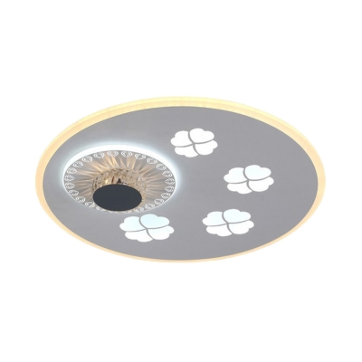 Modernist Clover Pattern Ceiling Lighting Acrylic LED Grey and White Flushmount Light with Crystal Element